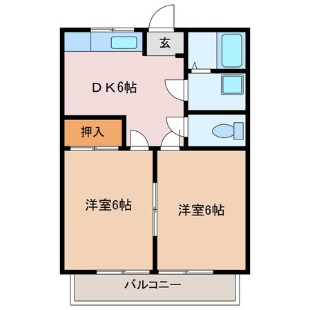 デリラ白塚Ｂの物件間取画像